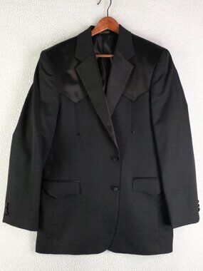 Circle S Blazer Mens 42L Black Two Button Vented Western Formal